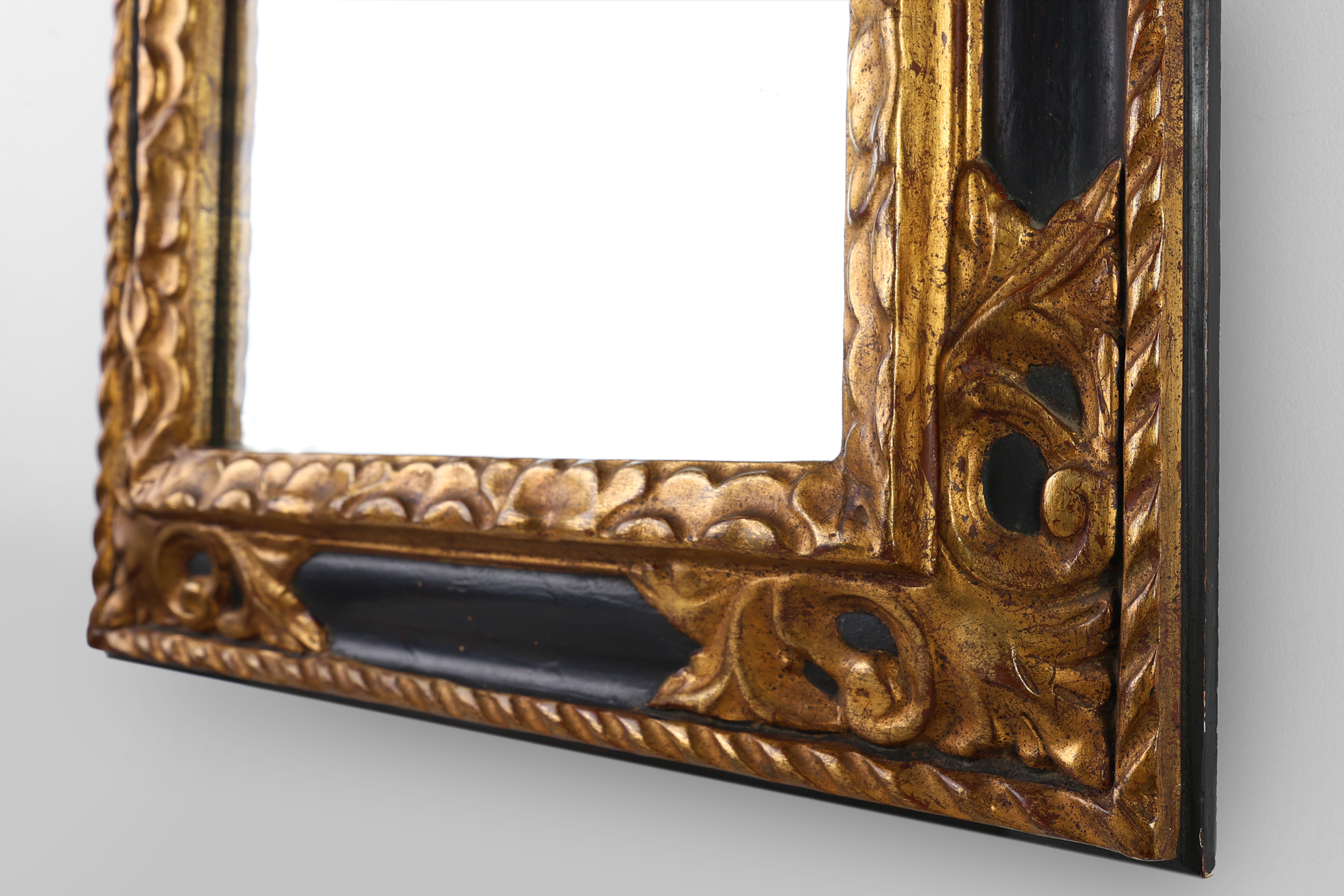 Carved Baroque Black and Giltwood Mirror, France 1850sthumbnail